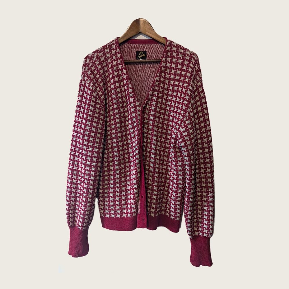 NEEDLES - Red houndstooth cardigan - Sz L